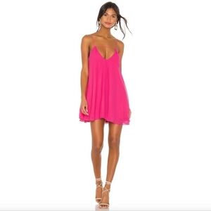 NBD Taurus Mini V Neck Dress in Hot Pink Fuchsia Size XL